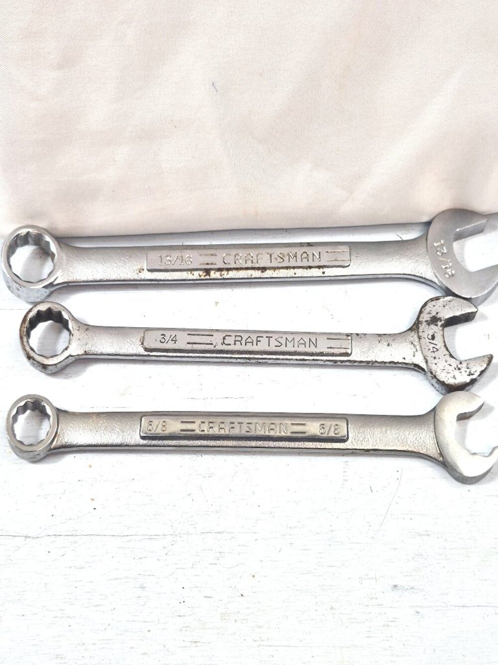 Vintage Craftsman USA Combination Wrench Set 13/16Vv 44702 3/4V 5/8 V 47856